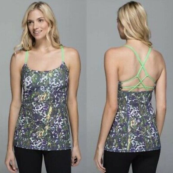 LULULEMON ATHLETICA Dancing Warrior Tank Top Floral Sport Sz 6 - Picture 1 of 6